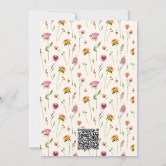 Baby in Bloom Wildflower Pink Girl QR Baby Shower Invitation