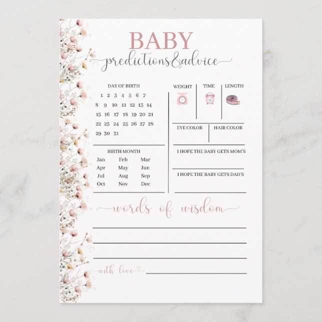 Baby in Bloom | wildflower predictions and advice  Card (Front)