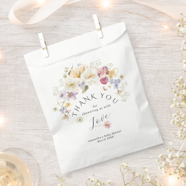 Baby in bloom Wildflower Rustic Baby Shower Favour Bag (Clipped)