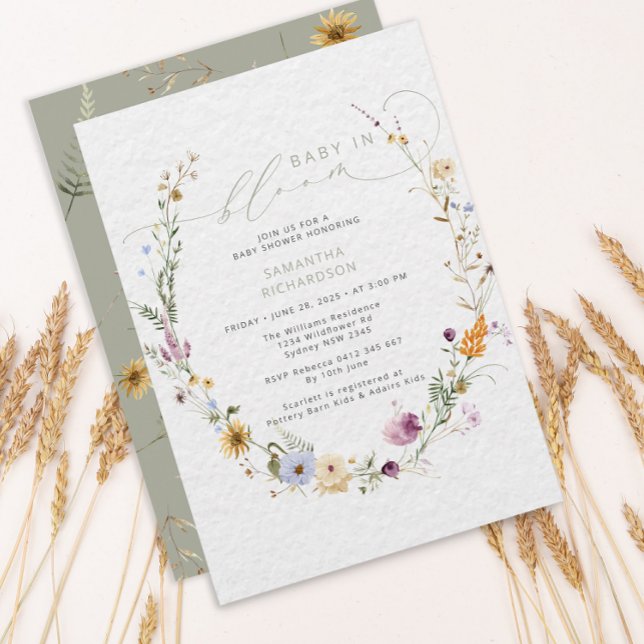 Baby in Bloom Wildflower Rustic Baby Shower Invitation (Creator Uploaded)