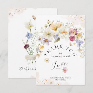 Baby in bloom Wildflower Rustic Baby Shower Thank You Card