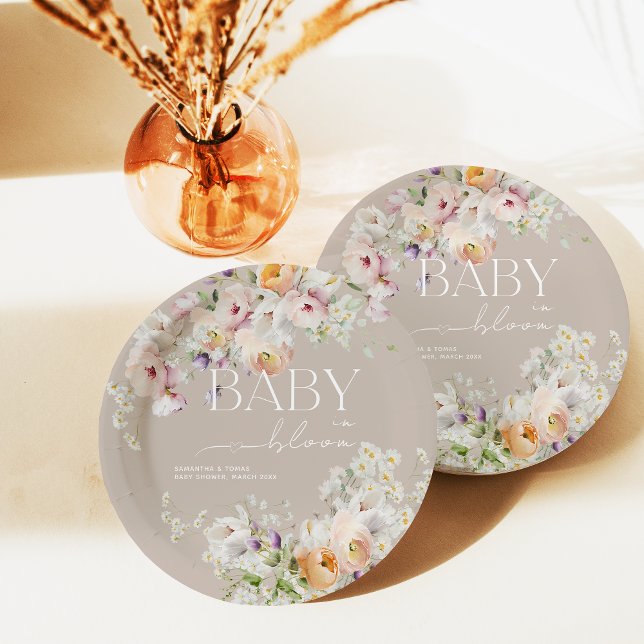 Baby in Bloom Wildflower Spring Baby Shower Paper Plate (Creator Uploaded)