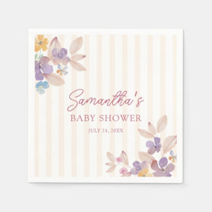 Baby In Bloom Wildflower & Stripe Baby Shower Napkin