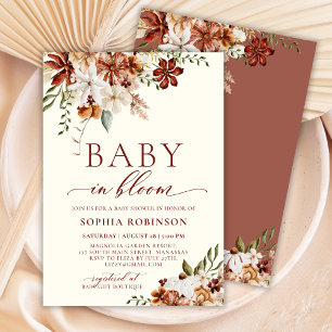 Baby in Bloom Wildflower Terracotta Baby Shower  Invitation