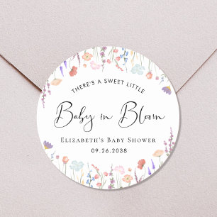 Baby in Bloom Wildflower Watercolor Baby Shower Classic Round Sticker