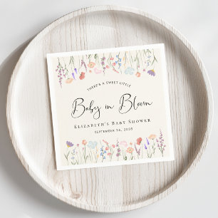 Baby in Bloom Wildflower Watercolor Baby Shower Napkin