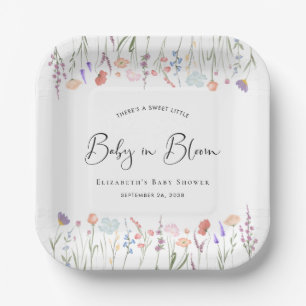 Baby in Bloom Wildflower Watercolor Baby Shower Paper Plate