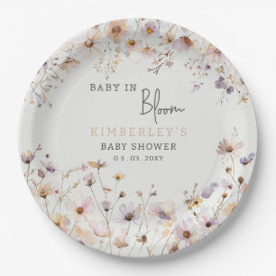 Baby in Bloom Wildflowers Baby Girl Baby Shower Paper Plate