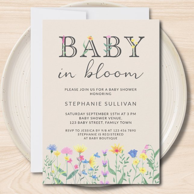 Baby in Bloom Wildflowers Baby Shower Invitation (Creator Uploaded)