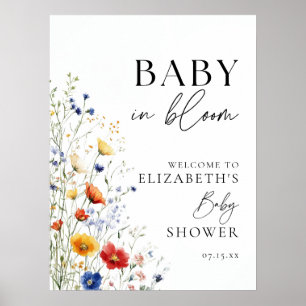 Baby In Bloom Wildflowers Baby Shower Welcome Sign