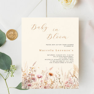 Baby in bloom wildflowers beige budget shower