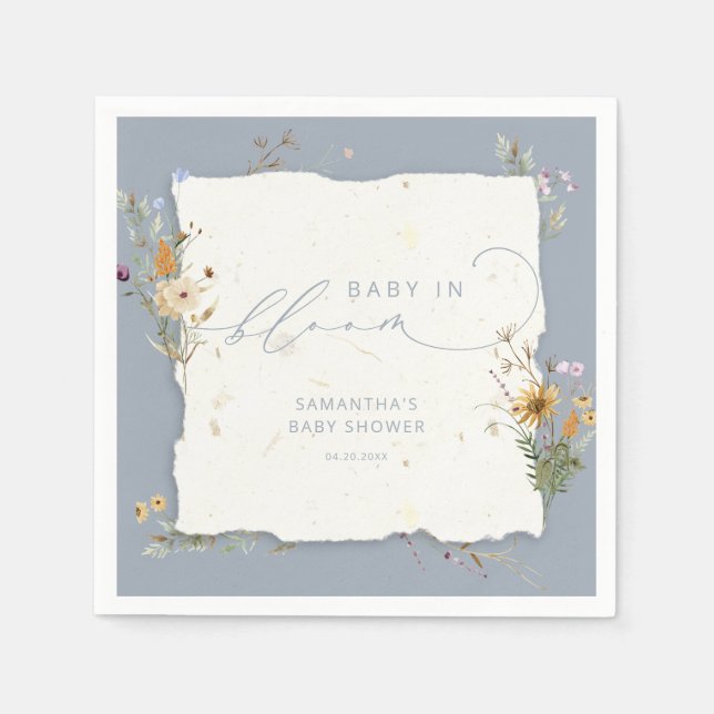 Baby in Bloom Wildflowers Cute Baby Shower Napkin (Front)