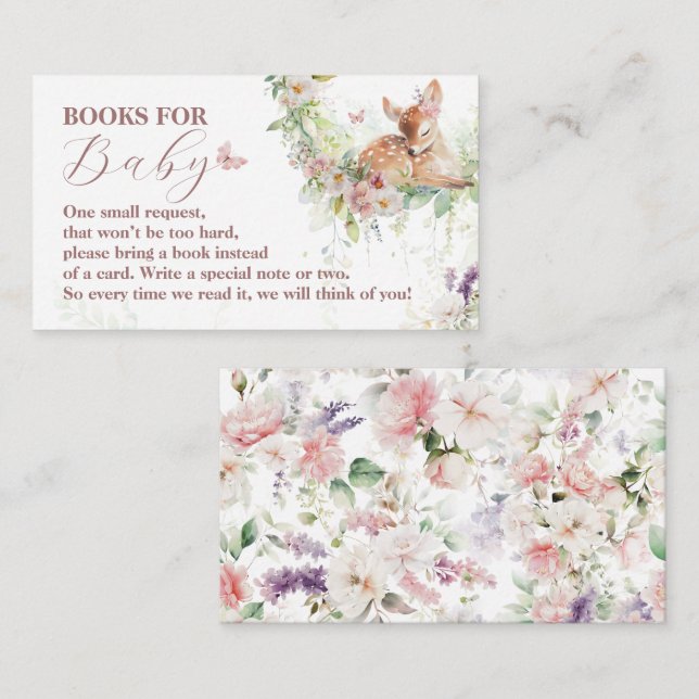 Baby in Bloom Woodland Floral Baby Girl Shower Enclosure Card (Front/Back)