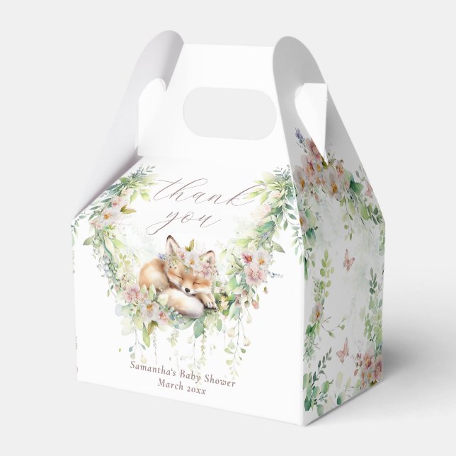 Baby in Bloom Woodland Floral Baby Girl Shower Favor Box (Front Side)