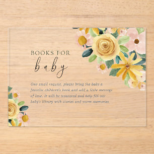 Baby in Bloom Yellow Floral Book for Baby Acrylic Invitations