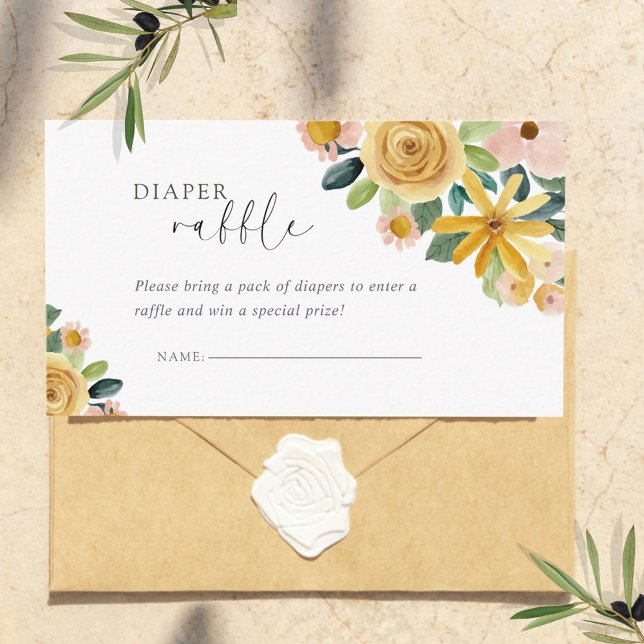 Baby in Bloom Yellow Floral Diaper Enclosure Card (Creator Uploaded)