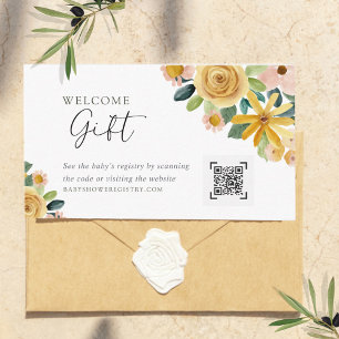 Baby in Bloom Yellow Floral Gift Registry Enclosure Card