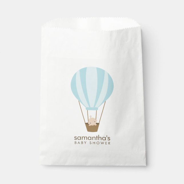 Baby in Blue Balloon Baby Shower Favour Bag (Front)