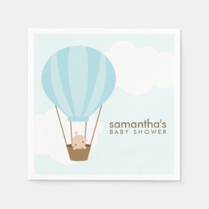 Baby in Blue Hot Air Balloon Baby Shower Napkin
