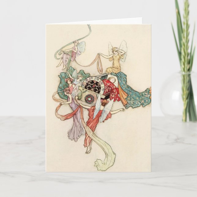 Baby in Cradle Princess Vintage Fairy Tale Card (Front)