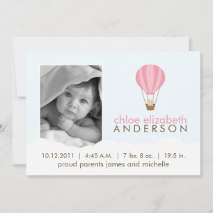 Baby in Hot Air Balloon Birth Announcements