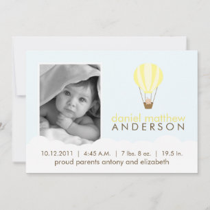 Baby in Hot Air Balloon Birth Announcements