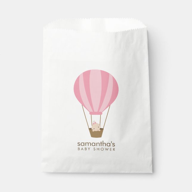 Baby in Pink Balloon Baby Shower Favour Bag (Front)