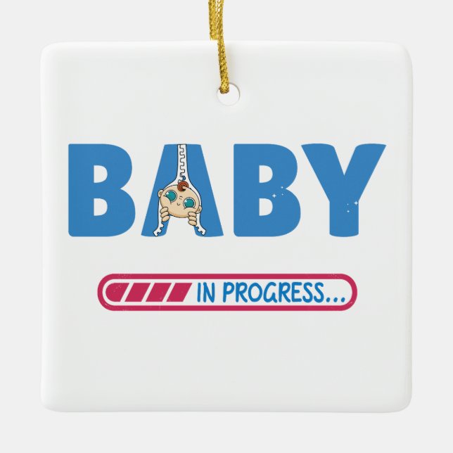 Baby in progress business card ceramic ornament (Front)