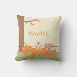 Baby in Pumpkin FunnyFall Theme Nursery Decor Throw Pillow