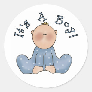 Baby in Sleeper It's a Boy Classic Round Sticker