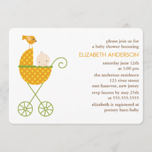 Baby in Stroller Autumn Baby Shower Invitation
