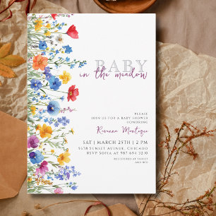 Baby in the Meadow Wildflower Floral Baby Shower Invitation