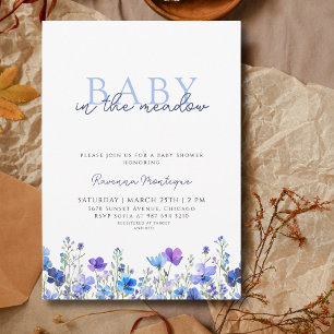 Baby in the Meadow Wildflower Floral Baby Shower Invitation