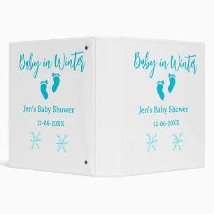 Baby in Winter baby shower blue baby feet snowflak Binder