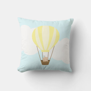 Baby in Yellow Hot Air Balloon Nursery Throw Pillow