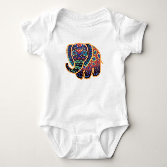 Baby Indian Elephant Design Bodysuit (Front)