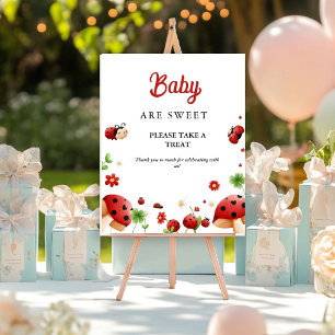 Baby insect lady bug girl baby shower Favour sign