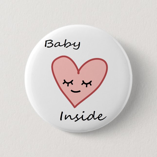 Baby Inside Heart Button Pregnant Woman Cute Pink (Front)