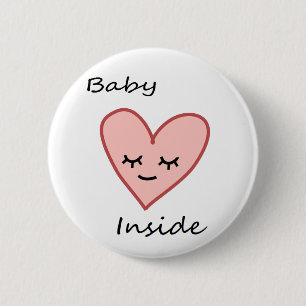 Baby Inside Heart Button Pregnant Woman Cute Pink