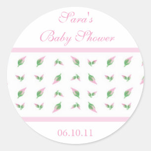 Baby Invitation or Favour Sticker - Rosebud