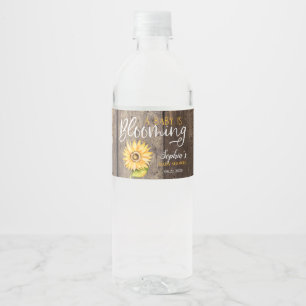 Baby Is Blooming Elegant Watercolor Sunflower Water Bottle Label