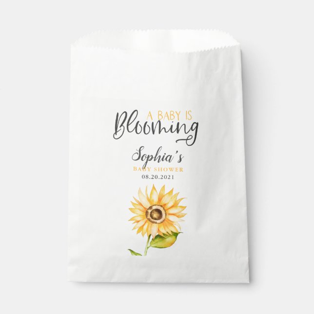 Baby Is Blooming Sunflower Shower Favour Bag (Front)