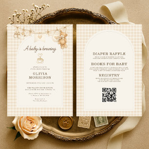 Baby is Brewing All in One Coffee Baby Shower Invitation