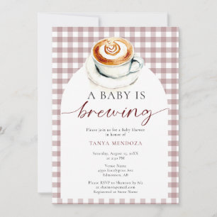 Baby is Brewing Baby Shower Coffee Gingham Invitation