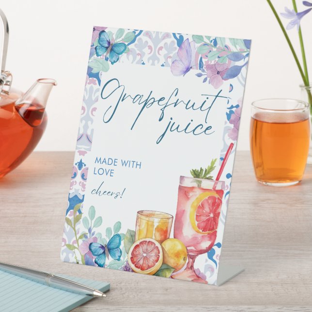 Baby is brewing Baby Shower grapefruit juice sign (In SItu)