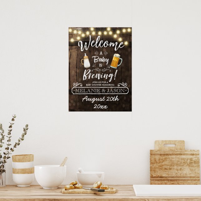 Baby Is Brewing Baby Shower Welcome Poster (Kitchen)