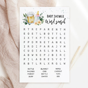 Baby Is Brewing Baby Shower Word search Game Pink