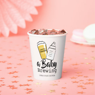 Baby is Brewing Beer Baby Bottle Pink Baby Shower Paper Cups