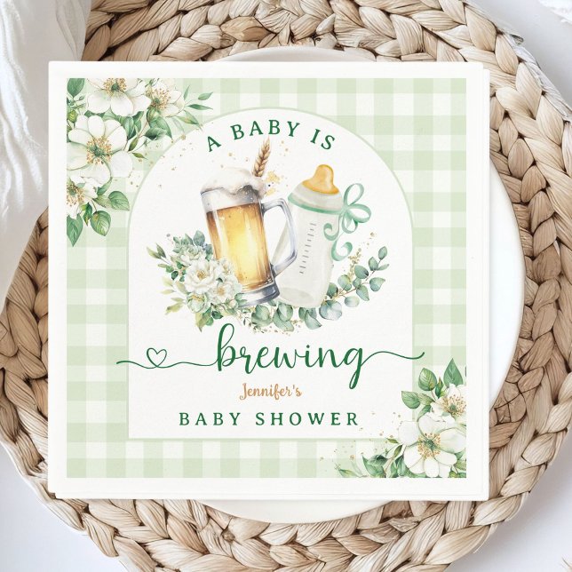 Baby Is Brewing Beer Baby Shower Paper Napkin (Creator Uploaded)
