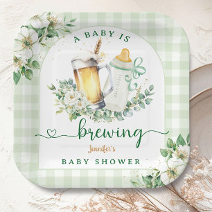 Baby Is Brewing Beer Baby Shower Paper Plate